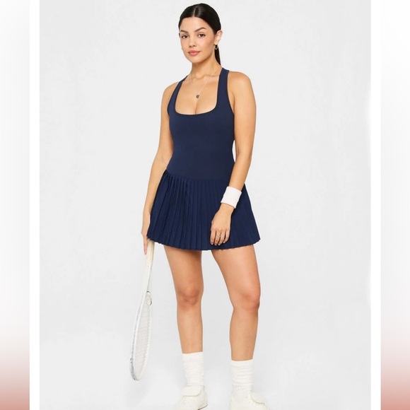BNWT Fabletics Women's Hot Shot Pleated Tennis Dress - Navy - Picture 2 of 9